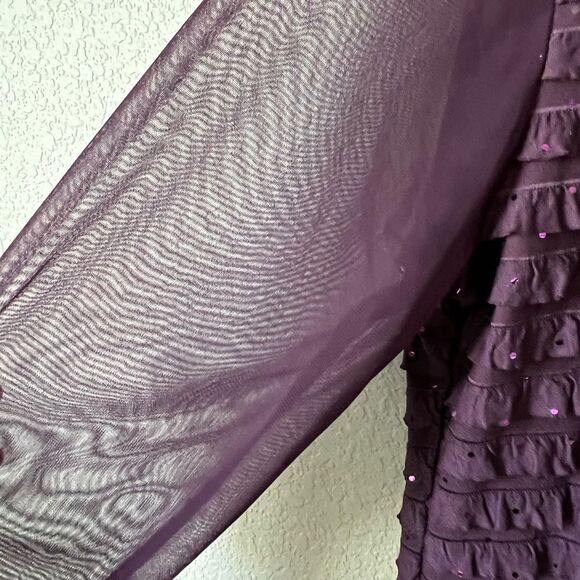 Women’s sheer Purple Textured Women's Top with rhinestones whimsy goth L - Picture 2 of 6